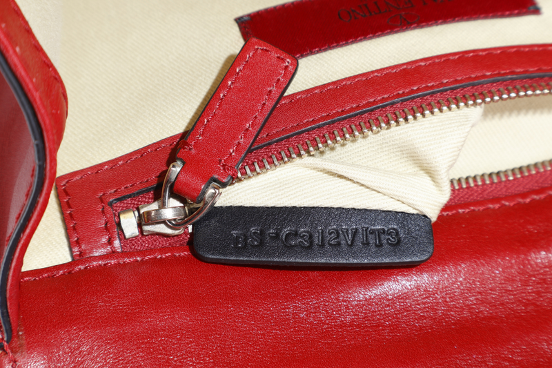 VALENTINO GARAVANI LOCK MINI RED LEATHER SHOULDER BAG WITH DUST COVER