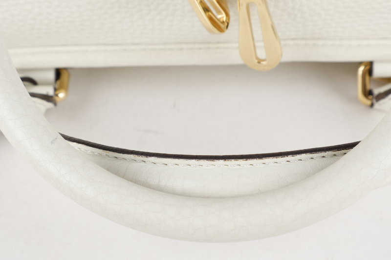 LOEWE AMAZONA 36 WHITE CALF LEATHER GOLD HARDWARE WITH DUST COVER
