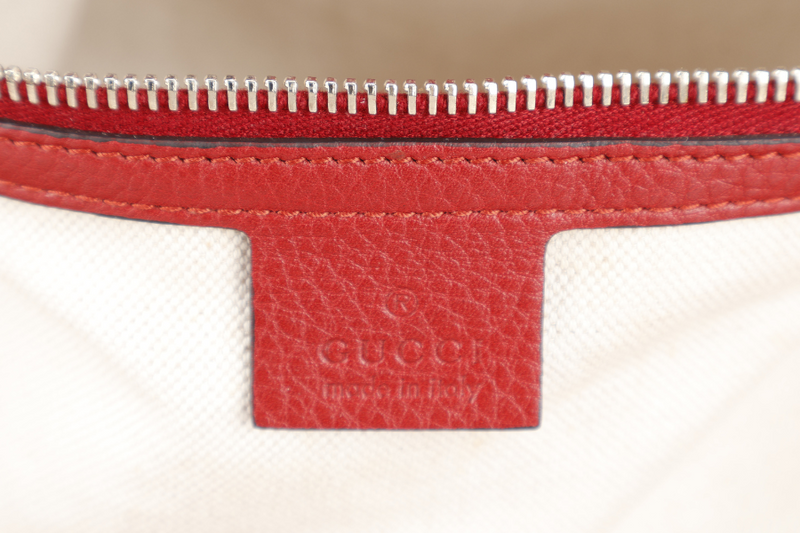 GUCCI RED LARGE BAMBOO SHOPPER LEATHER TOTE BAG GOLD HARDWARE WITH DUST COVER