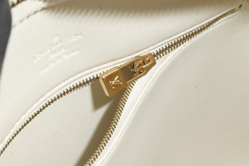 LOUIS VUITTON HOUSTON TOTE BAG (M92342) IVORY PERLE VERNIS LEATHER GOLD HARDWARE WITH DUST COVER