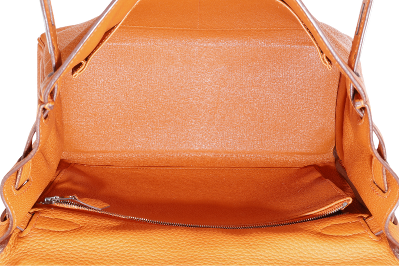 HERMES KELLY 28 RETOURNE ORANGE CLEMENCE LEATHER SILVER HARDWARE STAMP X (YEAR 2016) WITH LONG STRAP, LOCK&KEYS , DUST COVER, RAINCOAT AND BOX