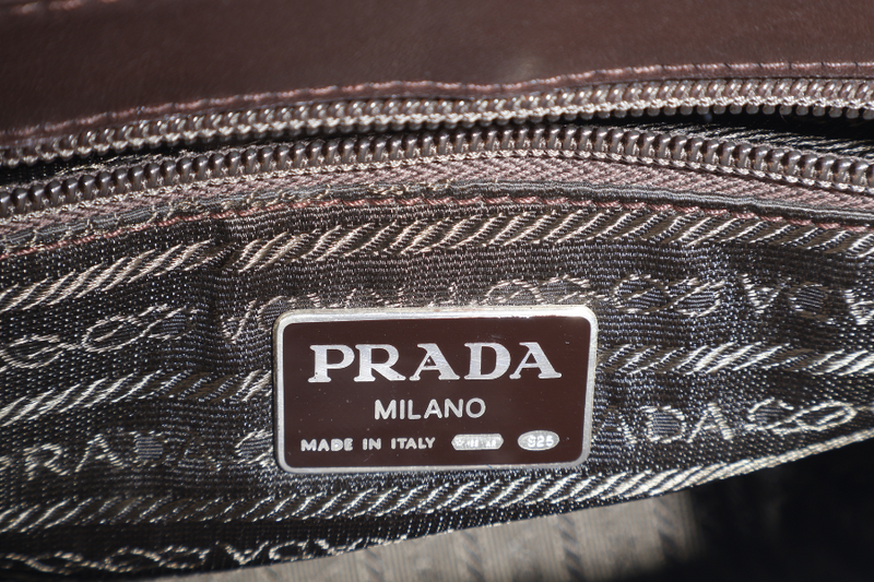 PRADA DARK BROWN NAPPA LEATHER SHOULDER CHAIN BAG GOLD HARDWARE NO CARD NO DUST COVER