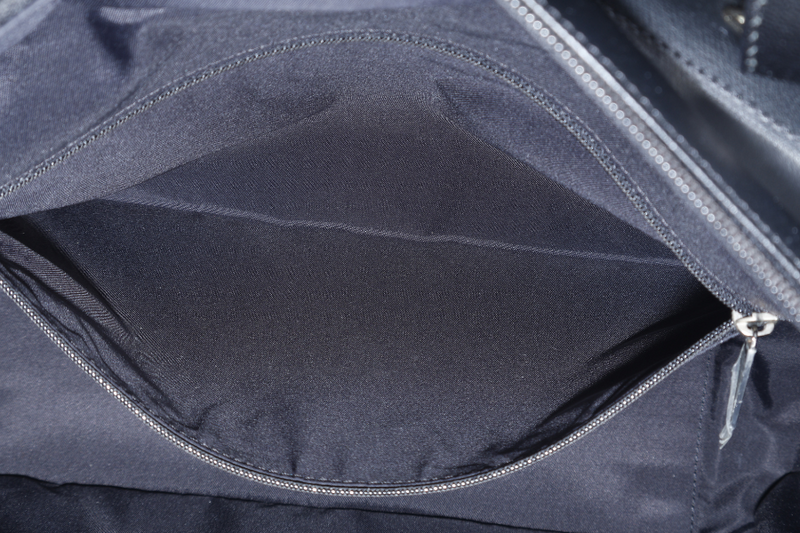 CHANEL PARIS BIARRITZ TOTE BAG BLACK COATED CANVAS SILVER HARDWARE (1407xxxx) WITH CARD AND DUST COVER