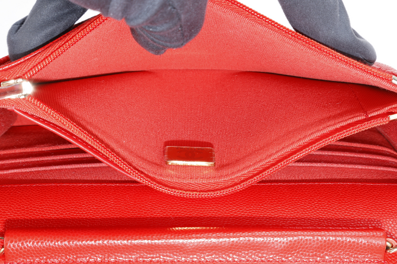 CHANEL CLASSIC WOC RED CAVIAR GOLD HARDWARE (GA17xxxx) WITH DUST COVER, BOX AND PAPER BAG