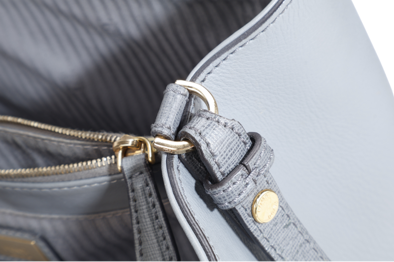 FENDI 2JOURS PETITE (8BH253-D7E-158-0501) GRAY CANVAS LEATHER GOLD HARDWARE NO DUST COVER AND NO BOX