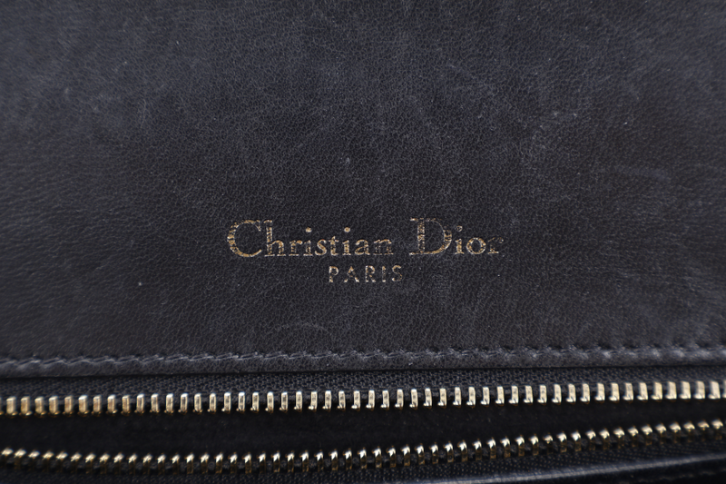 CHRISTIAN DIOR DIORAMA STUDDED BLACK LAMBSKIN GOLD HARDWARE (09-BO-0197) WITH DUST COVER AND CARD