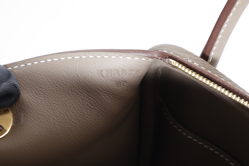 HERMES MINI LINDY ETOUPE COLOR STAMP K (YEAR 2025) CLEMENCE LEATHER WITH DUST COVER