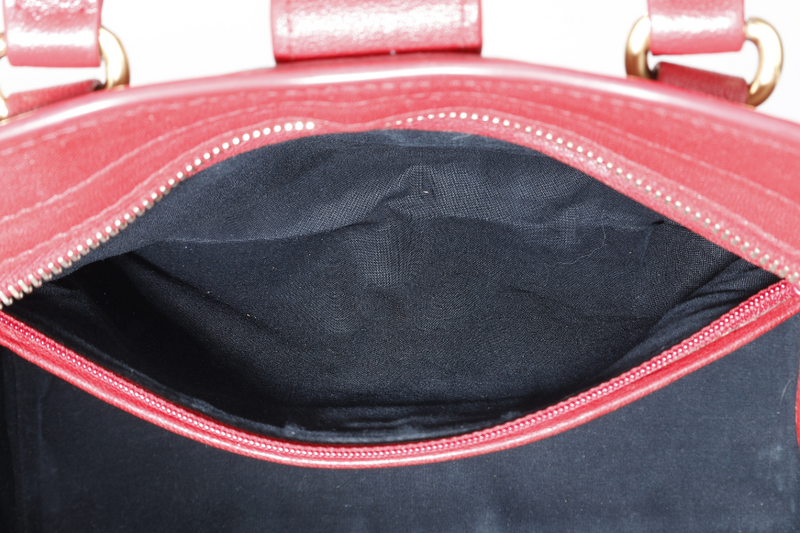 YVES SAINT LAURENT (YSL) CABAS CHYC BURGUNDY CALF LEATHER GOLD HARDWARE WITH LONG STRAPS NO DUST COVER