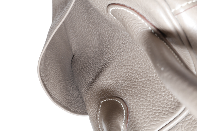 HERMES LINDY 34 STAMP R SQUARE (YEAR 2014) ETOUPE CLEMENCE LEATHER SILVER HARDWARE WITH DUST COVER