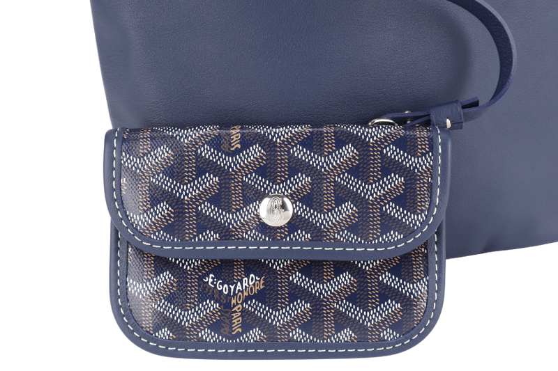 GOYARD MINI ANJOU NAVY BLUE GOYARDINE WITH POUCH WITH DUST COVER