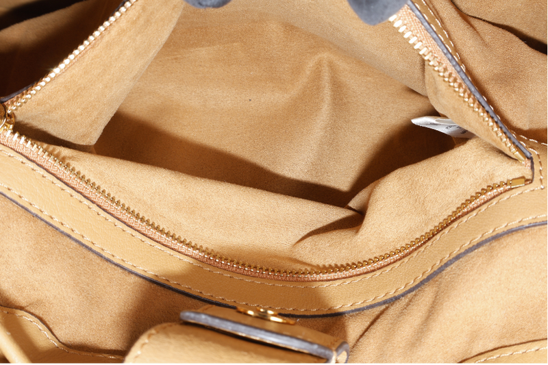 MCM VISETOS TWO WAY BAG BROWN CALFSKIN LEATHER GOLD HARDWARE WITH STRAPS, DUST COVER AND CARD