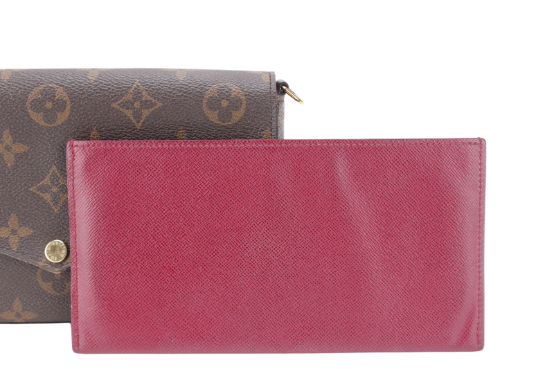 LOUIS VUITTON M81896 POCHETTE FELICIE BROWN MONOGRAM CANVAS GOLD HARDWARE WITH DUST COVER AND BOX
