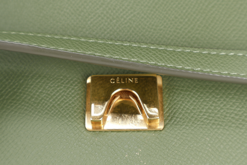 CELINE MICRO BELT BAG GREEN LEATHER GOLD HARDWARE WITH STRAPS AND DUST COVER