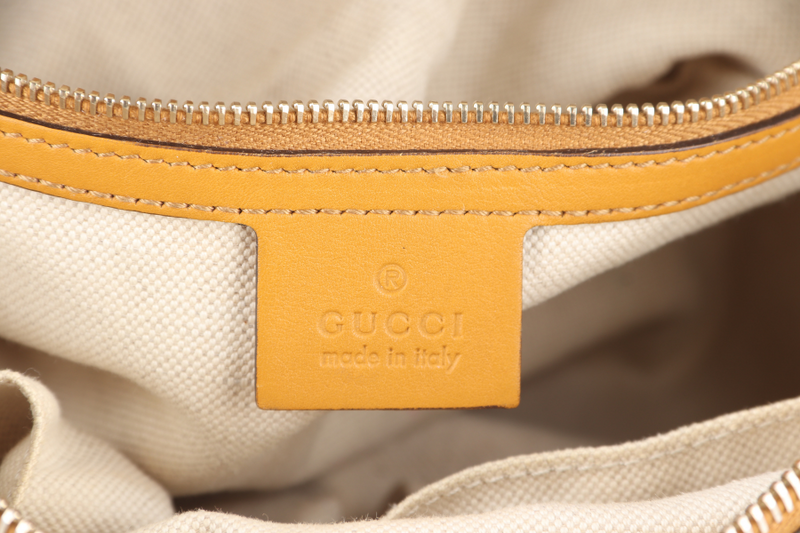GUCCI MICROGUCCISSIMA JOY BOSTON BAG MUSTARD YELLOW LEATHER GOLD HARDWARE NO DUST COVER