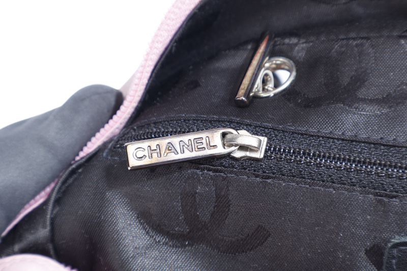 CHANEL CAMBON LINE (9139xxxx) LARGE PINK CALFSKIN LEATHER SILVER HARDWARE WITH DUST COVER