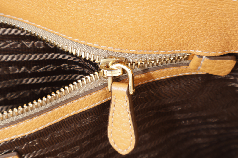 PRADA MUSTARD VITELLO DAINO LEATHER TOTE BAG NO CARD NO DUST COVER