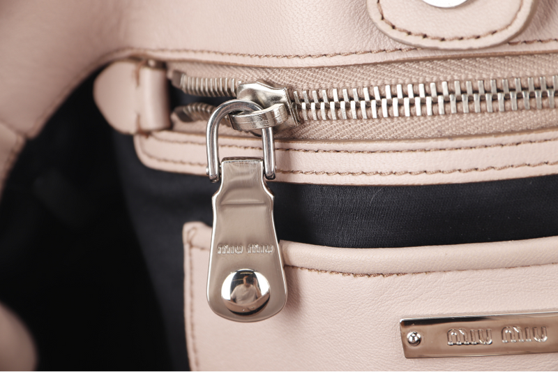 MIU MIU PINK MATELASSE NAPPA LEATHER CRYSTAL TOTE SILVER HARDWARE WITH CRYSTAL AND LEATHER STRAP