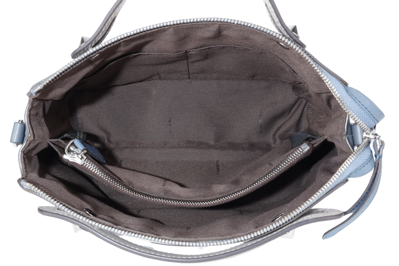 FENDI BY THE WAY SHOULDER BAG MEDIUM BLUE LEATHER SILVER HARDWARE WITH LONG STRAPS NO DUST COVER