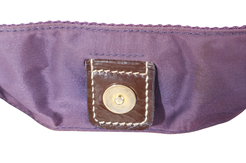 PRADA TESSUTO LOGO TOTE (BS6400) PURPLE NYLON JACQUARD GOLD HARDWARE NO DUST COVER