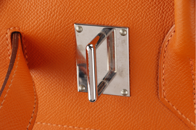 HERMES HAC 40CM FEU COLOR EPSOM LEATHER PALLADIUM HARDWARE STAMP L SQUARE (2008) WITH KEYS LOCK NO DUST COVER