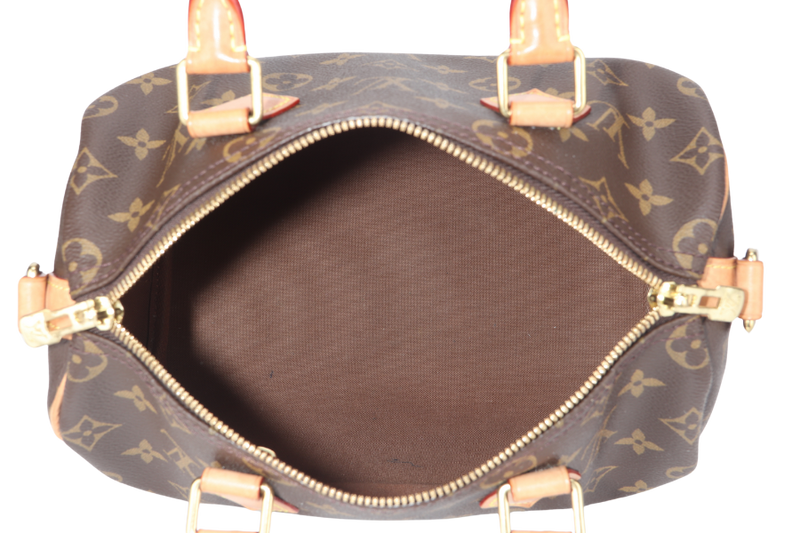 LOUIS VUITTON M46997 SPEEDY BANDOULIERE 25 MONOGRAM COATED CANVAS GOLD HARDWARE WITH PADLOCK AND KEYS NO DUST COVER