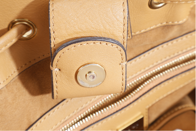 MCM VISETOS TWO WAY BAG BROWN CALFSKIN LEATHER GOLD HARDWARE WITH STRAPS, DUST COVER AND CARD