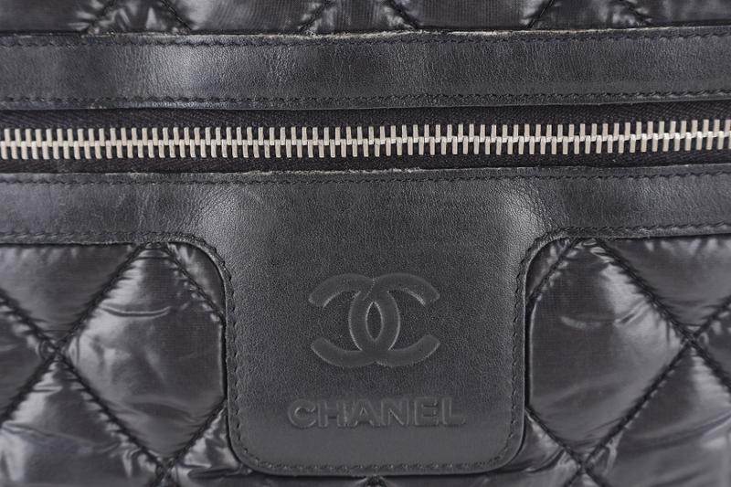 CHANEL COCO COCOON TOTE BAG LARGE BLACK NYLON SILVER HARDEWARE (1470xxxx) WITH CARD