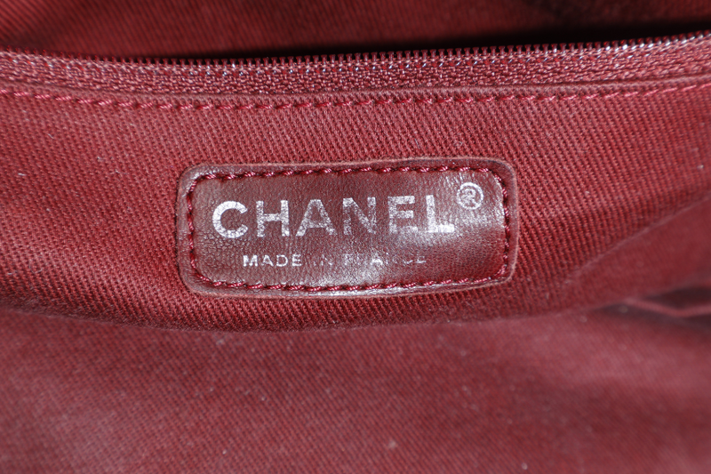 CHANEL CLUB BOWLER BAG (1138xxxx) BLUE CALFSKIN QUILTED COTTON LEATHER SILVER HARDWARE NO DUST COVER