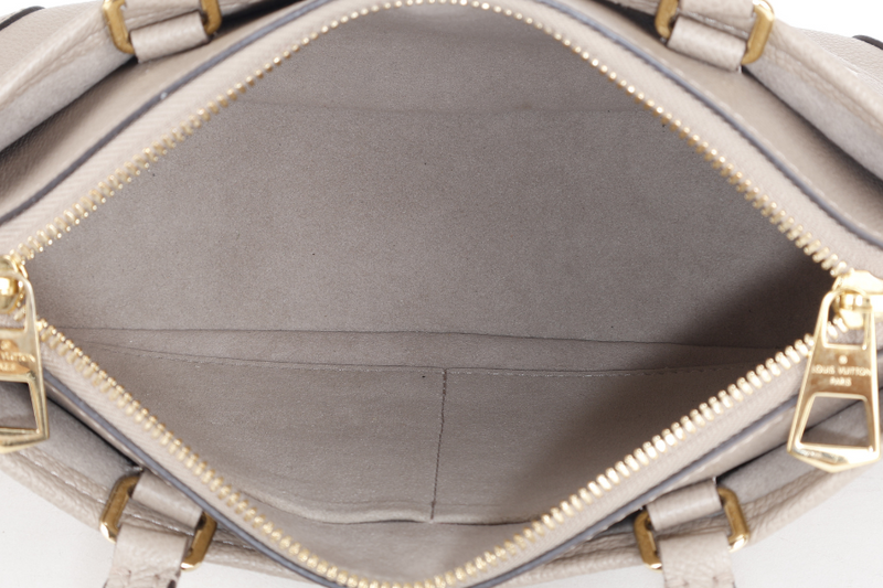 LOUIS VUITTON M46585 TRIANON PM MONOGRAM EMPREINTE TOURTERELLE LEATHER GOLD HARDWARE WITH STRAPS AND DUST COVER