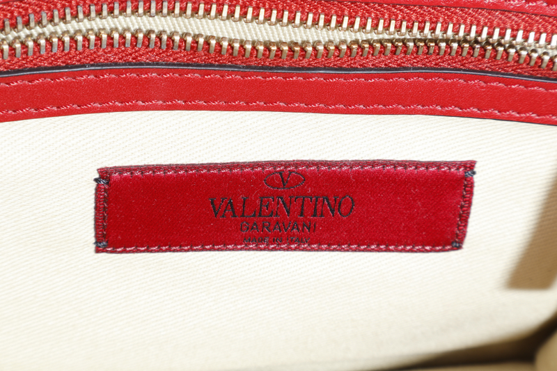 VALENTINO GARAVANI GLAM LOCK ROCKSTUD RED LEATHER GOLD HARDWARE WITH DUST COVER
