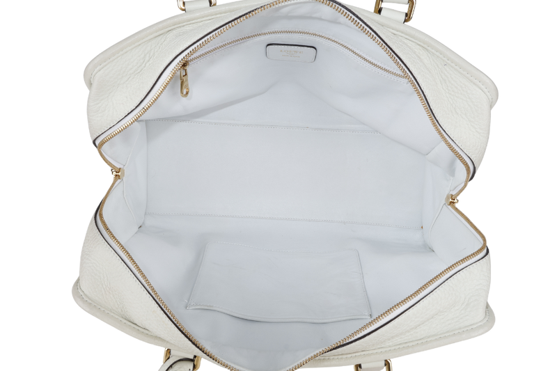 LOEWE AMAZONA 36 WHITE CALF LEATHER GOLD HARDWARE WITH DUST COVER