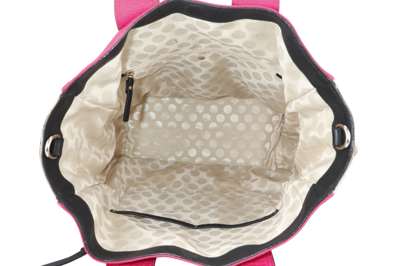 KATE SPADE NEW YORK COBBLE HILL HAYLEY TOTE PINK CALFSKIN LEATHER, CANVAS AND  SILVER HARDWARE WITH STRAPS NO DUST COVER
