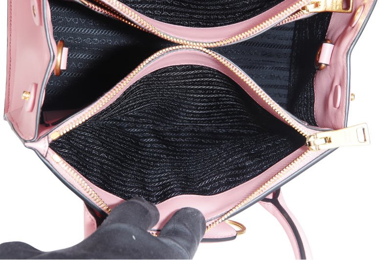 PRADA PARADIGME BAG (1BA103) PINK SAFFIANO LEATHER GOLD HARDWARE WITH STRAP AND DUST COVER