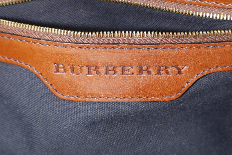 BURBERRY LYNHER CHECK BRIDLE LEATHER TOTE WITH DUST COVER