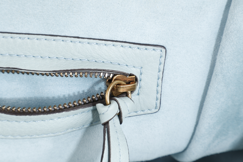 CELINE LUGGAGE TOTE POWDER BLUE LEATHER GOLD HARDWARE WITH DUST COVER NO BOX