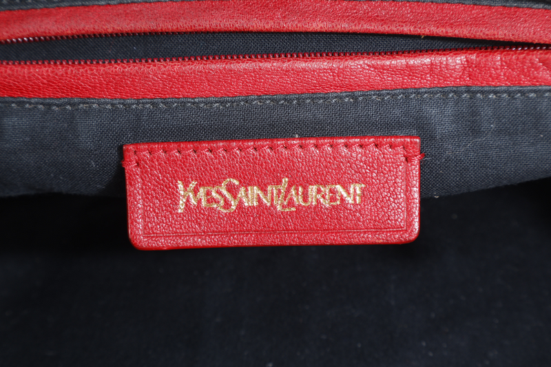 YVES SAINT LAURENT (YSL) CABAS CHYC BURGUNDY CALF LEATHER GOLD HARDWARE WITH LONG STRAPS NO DUST COVER