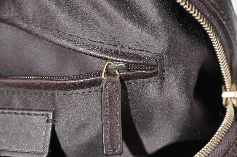 YVES SAINT LAURENT (YSL) MUSE SHOULDER BAG DARK BROWN CALFSKIN LEATHER GOLD HARDWRE WITH PADLOCK AND KEYS NO DUST COVER