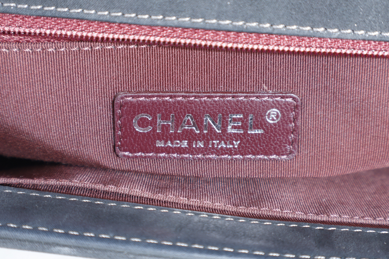 CHANEL LE BOY (2111xxxx) NEW MEDIUM BLACK LAMBSKIN RUTHENIUM HARDWARE WITH CARD AND DUST COVER