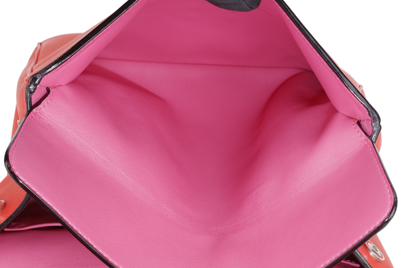 CHRISTIAN DIOR BE DIOR BI-COLOR ORANG, PINK SMOOTH LEATHER SILVER HARDWARE WITH STRAPS, CARD, DUST COVER AND BOX
