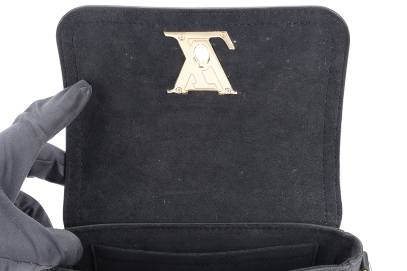 LOUIS VUITTON M58557 LOCKME TENDER NOIR CALFSKIN GOLD HARDWARE WITH DUST COVER AND BOX