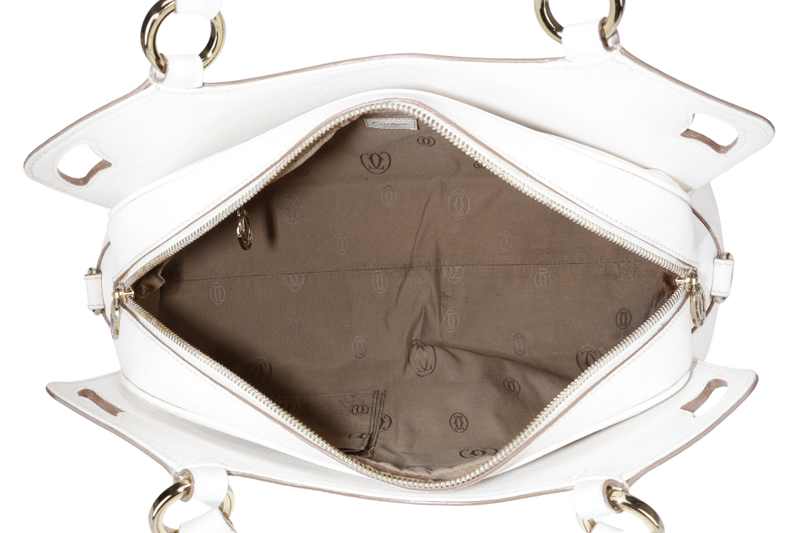 CARTIER MUST MARCELLO HANDBAG WHITE LEATHER WITH STRAPS AND DUST COVER