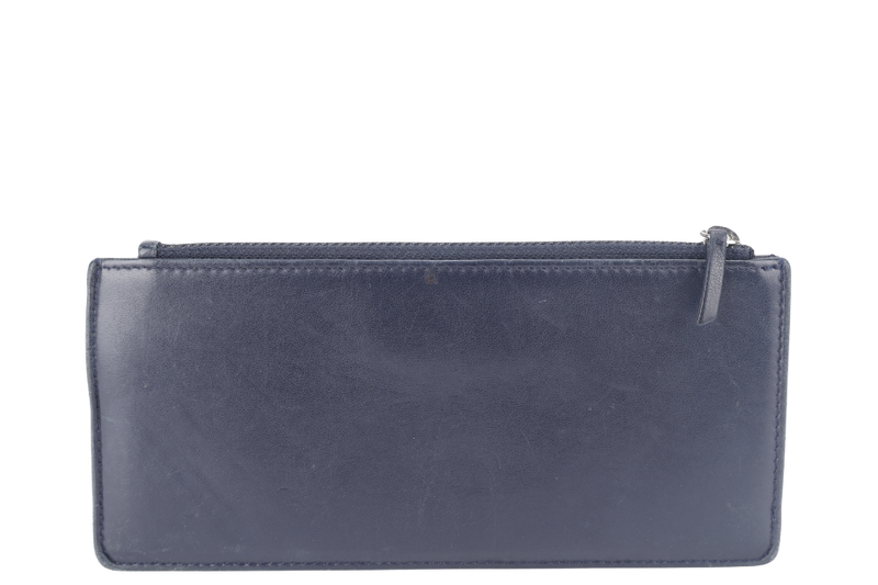 CHANEL ENVELOPE CLUTCH BLUE LEATHER SILVER HARDWARE (2254xxxx} WITH SMALL POUCH