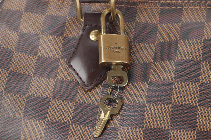 LOUIS VUITTON SPEEDY 25 BANDOULIERE N41368 DAMIER EBENE GOLD HARDWARE (MICROCHIP) WITH STRAPS, DUST COVER AND BOX