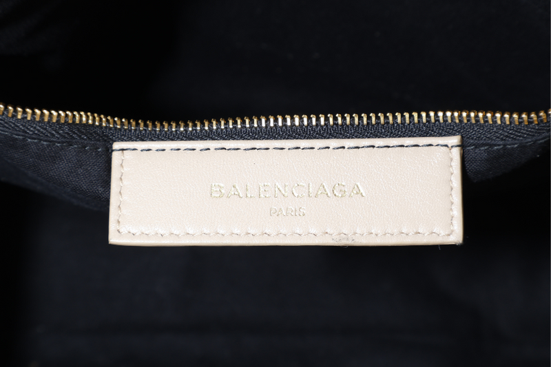 BALENCIAGA CITY BAG SMALL BEIGE LATTE LEATHER GOLD HARDWARE WITH MIRROR POCKET, STRAPS AND DUST COVER