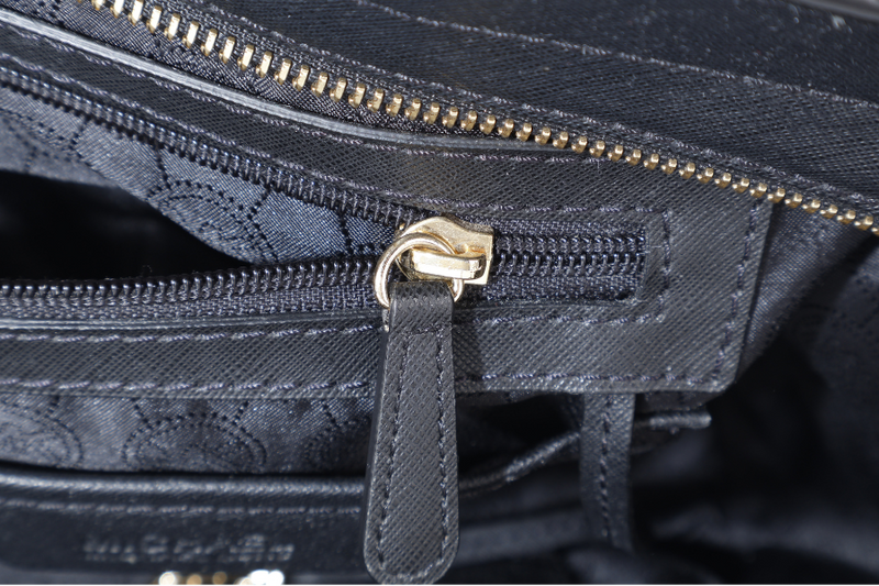MICHAEL KORS SELMA LARGE SAFFIANO BLACK LEATHER TOTE BAG WITH GOLD HARDWARE AND DUST COVER