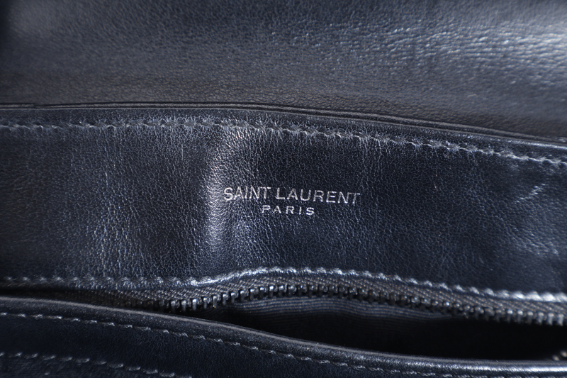 YVES SAINT LAURENT (YSL) LOULOU TOY SO BLACK WITH BLACK CALFSKIN WITH STRAPS AND DUST COVER