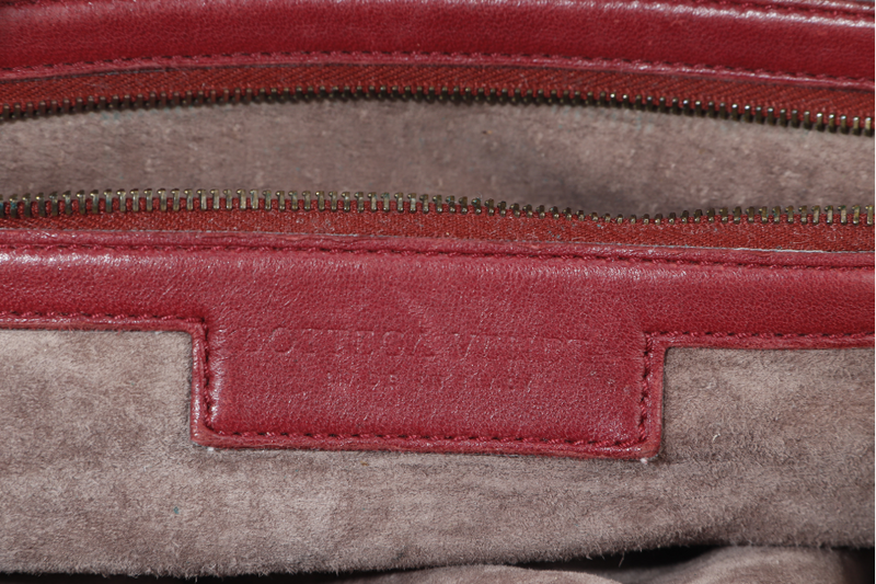 BOTTEGA VENETA BOSTON BAG MEDIUM RED LEATHER GOLD HARDWARE NO DUST COVER