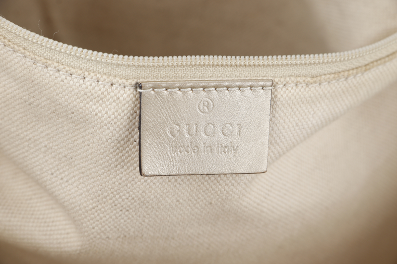 GUCCI SUKEY GG (247902) BEIGE CANVAS 2-WAY BAG SILVER HARDWARE WITH STRAP AND DUST COVER