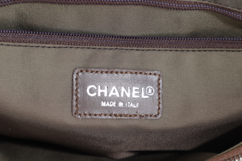 CHANEL SPORTS LINE BACKPACK (705xxxx) GREEN CANVAS SILVER HARDWARE WITH CARD AND DUST COVER