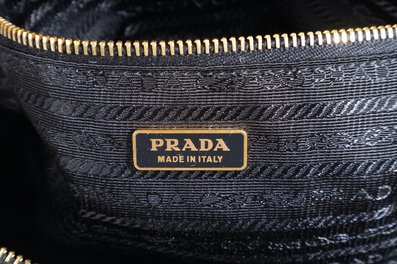 PRADA BL0470 BLACK NYLON BOWLING BAG GOLD HARDWARE WITH CARD, DUST COVER AND LOCK